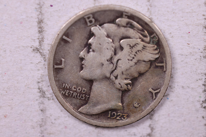 1923 Mercury Silver Dime., Fine, Store