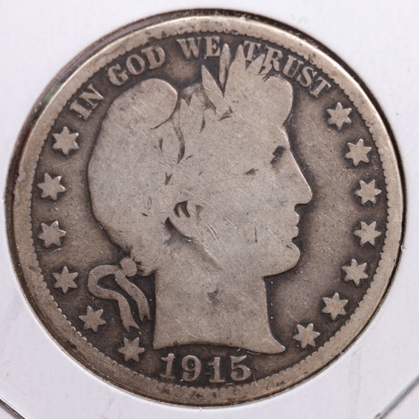 1915-S Barber Half Dollar, Very Good Circulated Coin, Store #HR0704