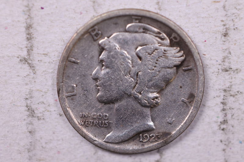 1923 Mercury Silver Dime., Fine, Store