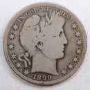 1899-S Barber Silver Half Dollar, Very Good Circulated Coin, Store