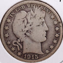 1915-S Barber Half Dollar, Very Good Circulated Coin, Store
