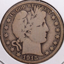 1915-S Barber Half Dollar, Very Good Circulated Coin, Store