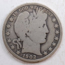 1902 Barber Silver Half Dollar, Good+ Circulated Coin, Store