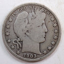 1903 Barber Silver Half Dollar, Very Good Circulated Coin, Store