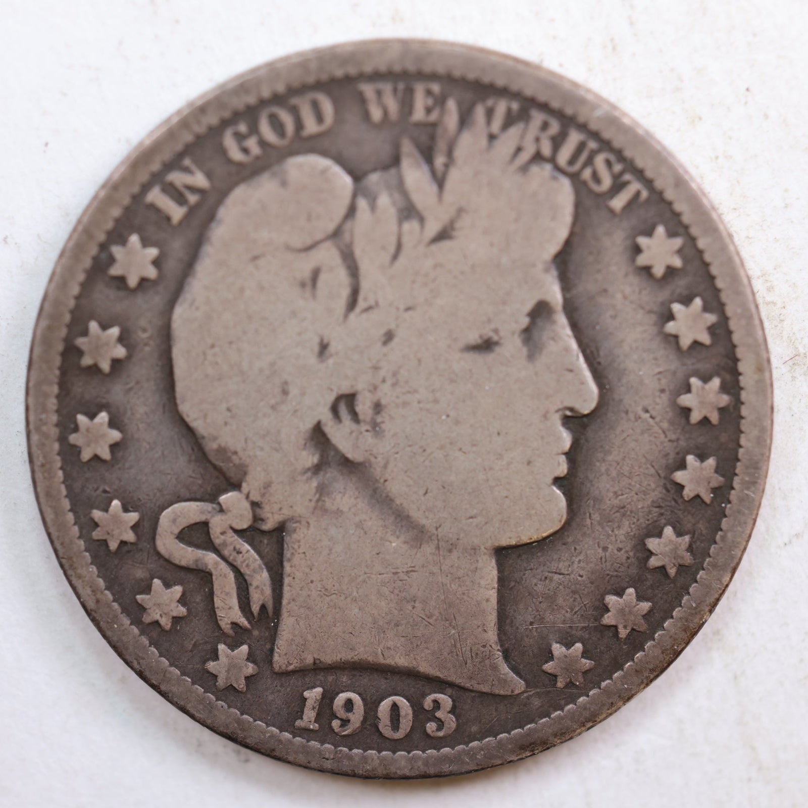 1903-O Barber Silver Half Dollar, Very Good Circulated Coin, Store #HR0796