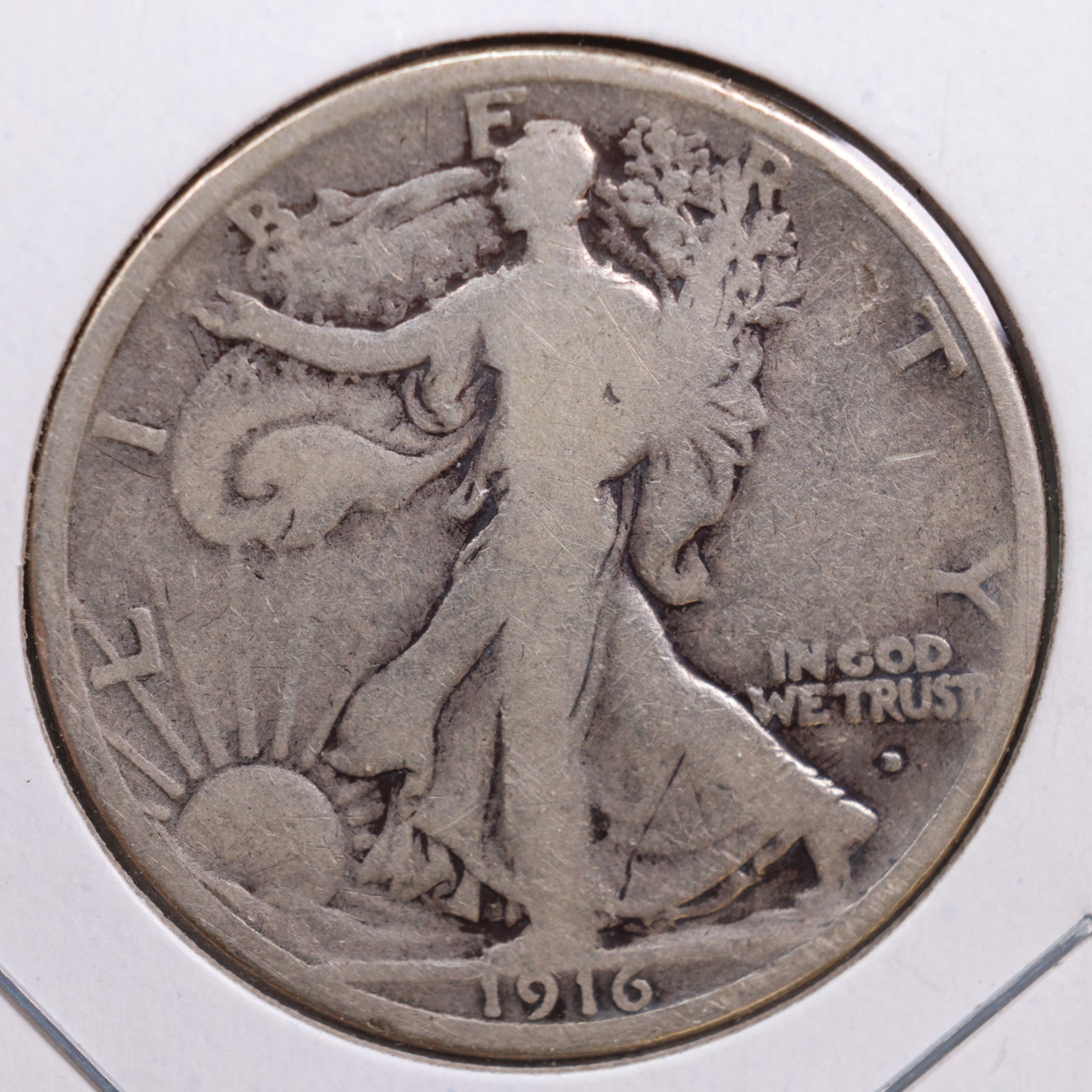 1916-D Walking Liberty Half Dollar, Very Good Circulated Coin, Store #HR0691