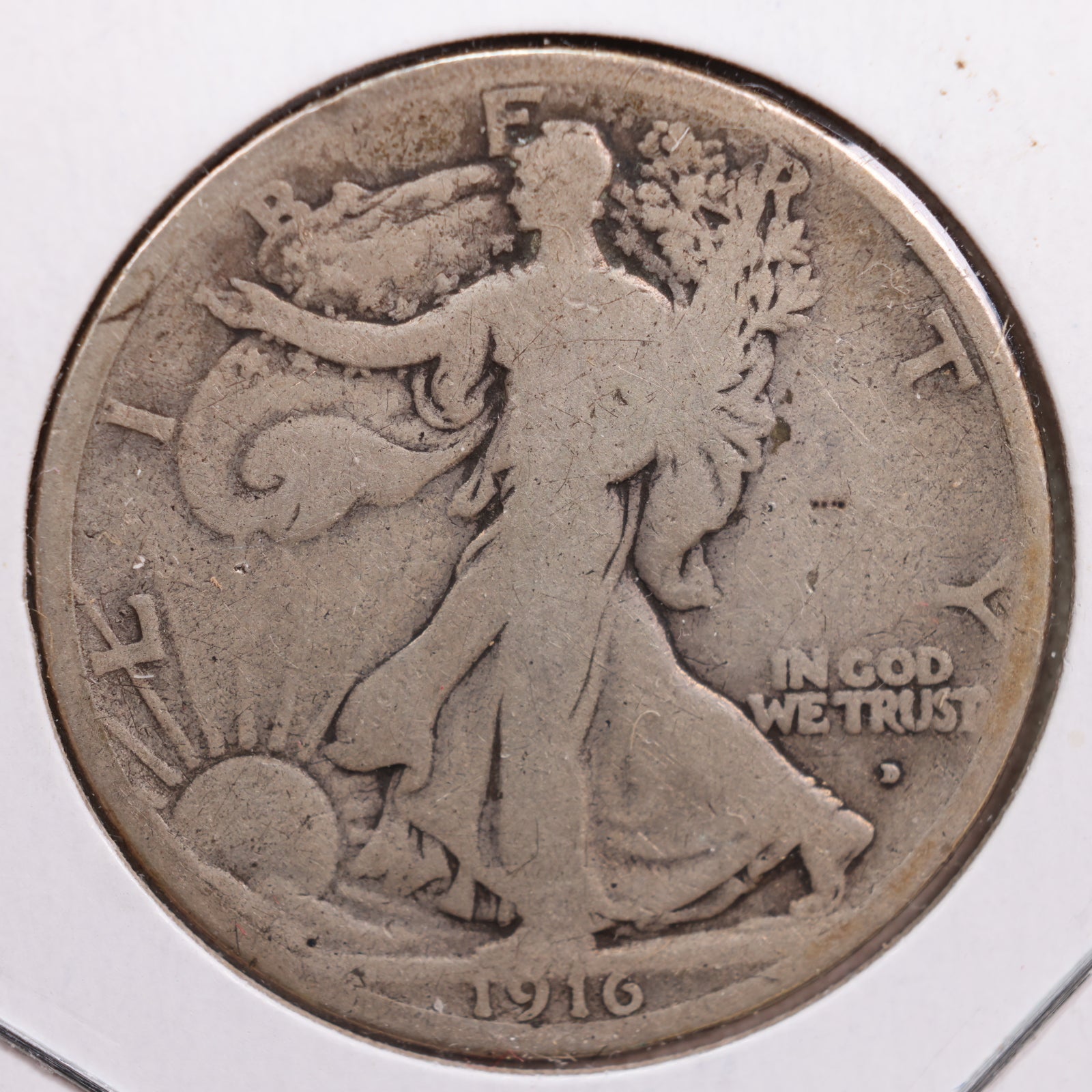 1916-D Walking Liberty Half Dollar, Very Good Circulated Coin, Store #HR0690