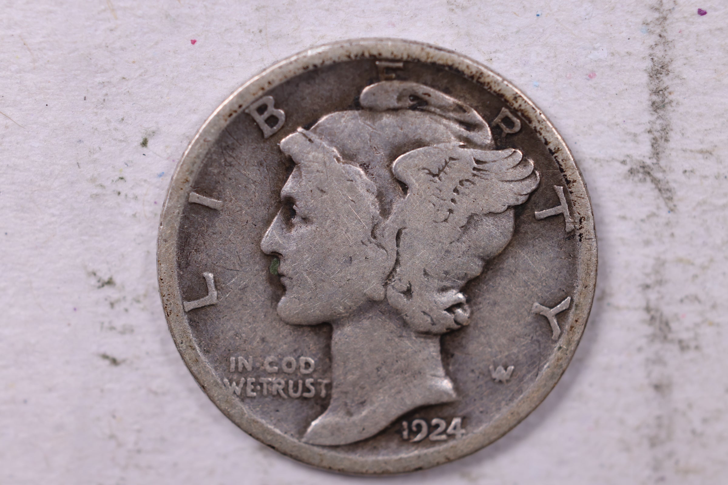 1924 Mercury Silver Dime., Very Good, Store  #19858