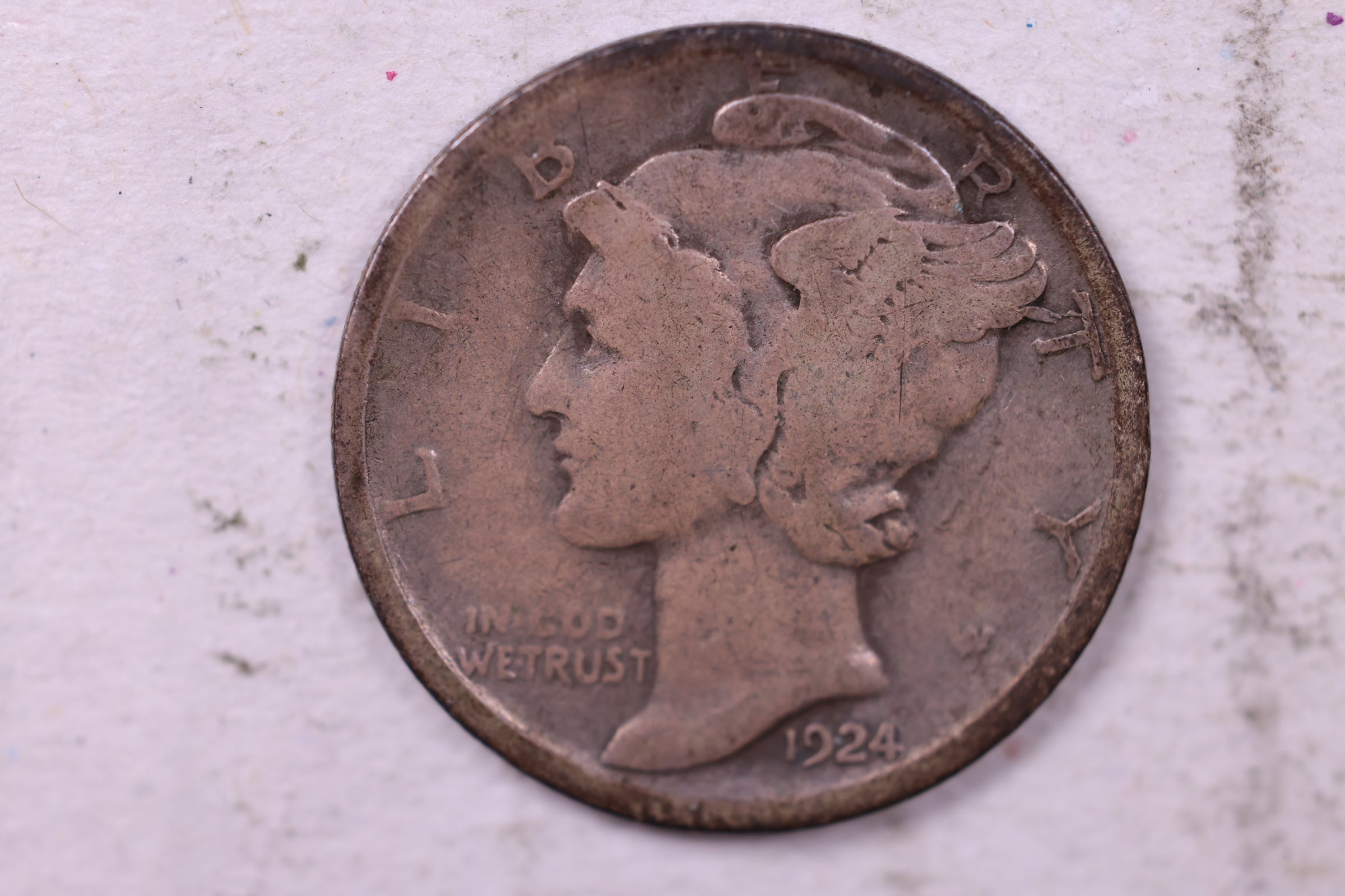 1924-D Mercury Silver Dime., Very Good, Store  #19859