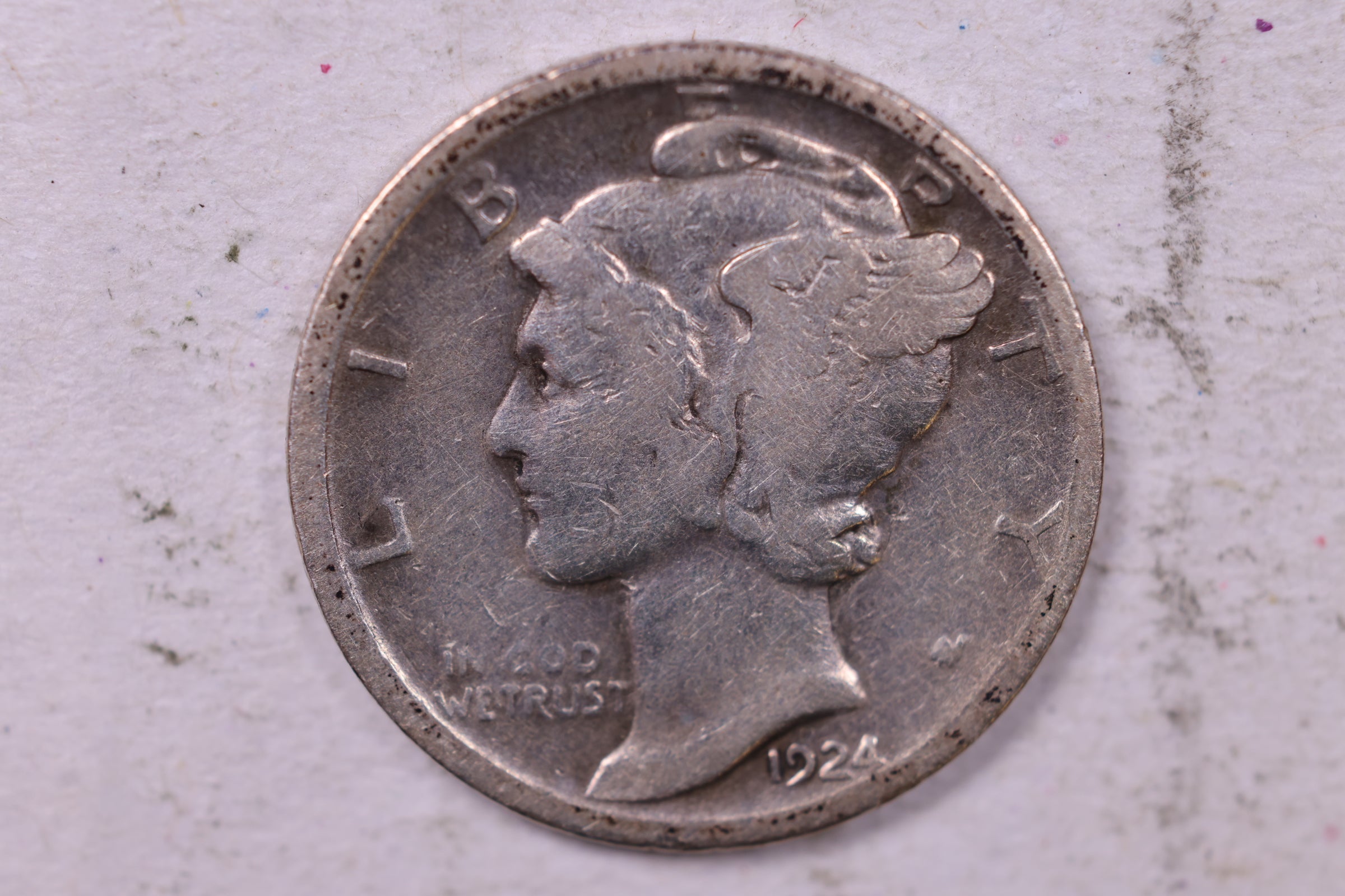 1924-D Mercury Silver Dime., Very Good, Store  #19859