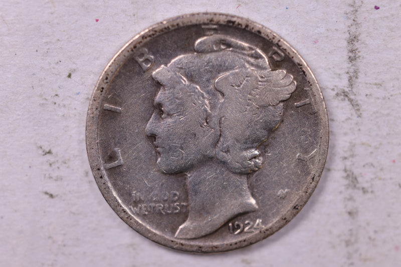 1924-D Mercury Silver Dime., Very Good, Store