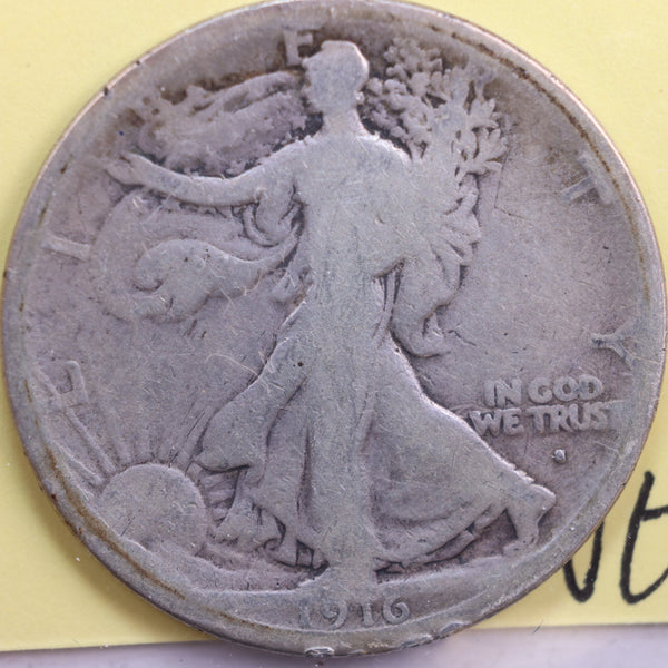 1916-S Walking Liberty Half Dollar, Good Circulated Coin, Store #HR0678