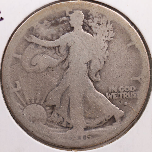 1916-S Walking Liberty Half Dollar, Abt Good Circulated Coin, Store #HR0676