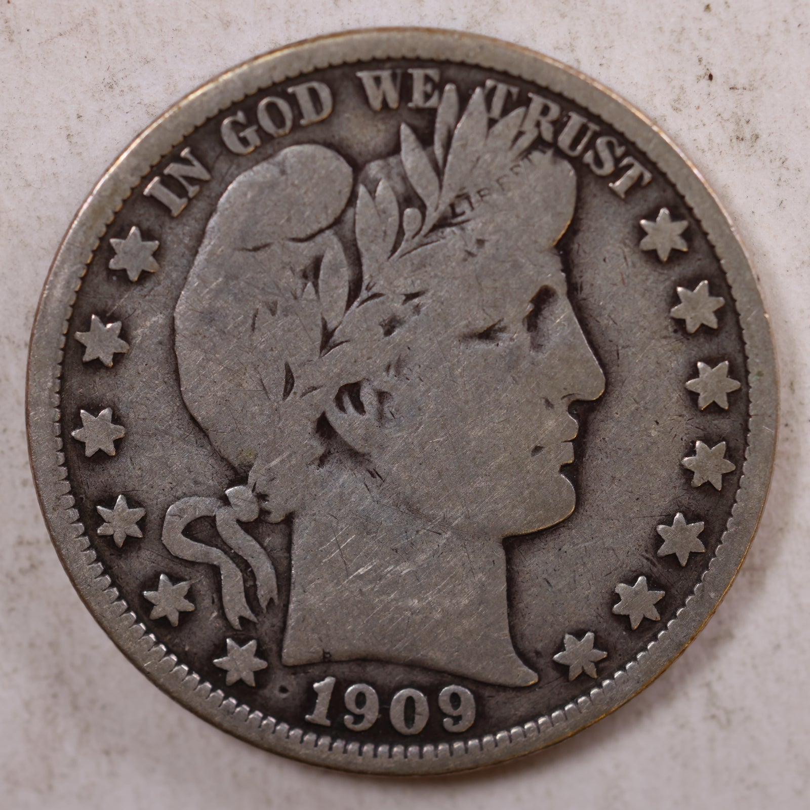 1909 Barber Silver Half Dollar, Fine Circulated Coin, Store #HR0815