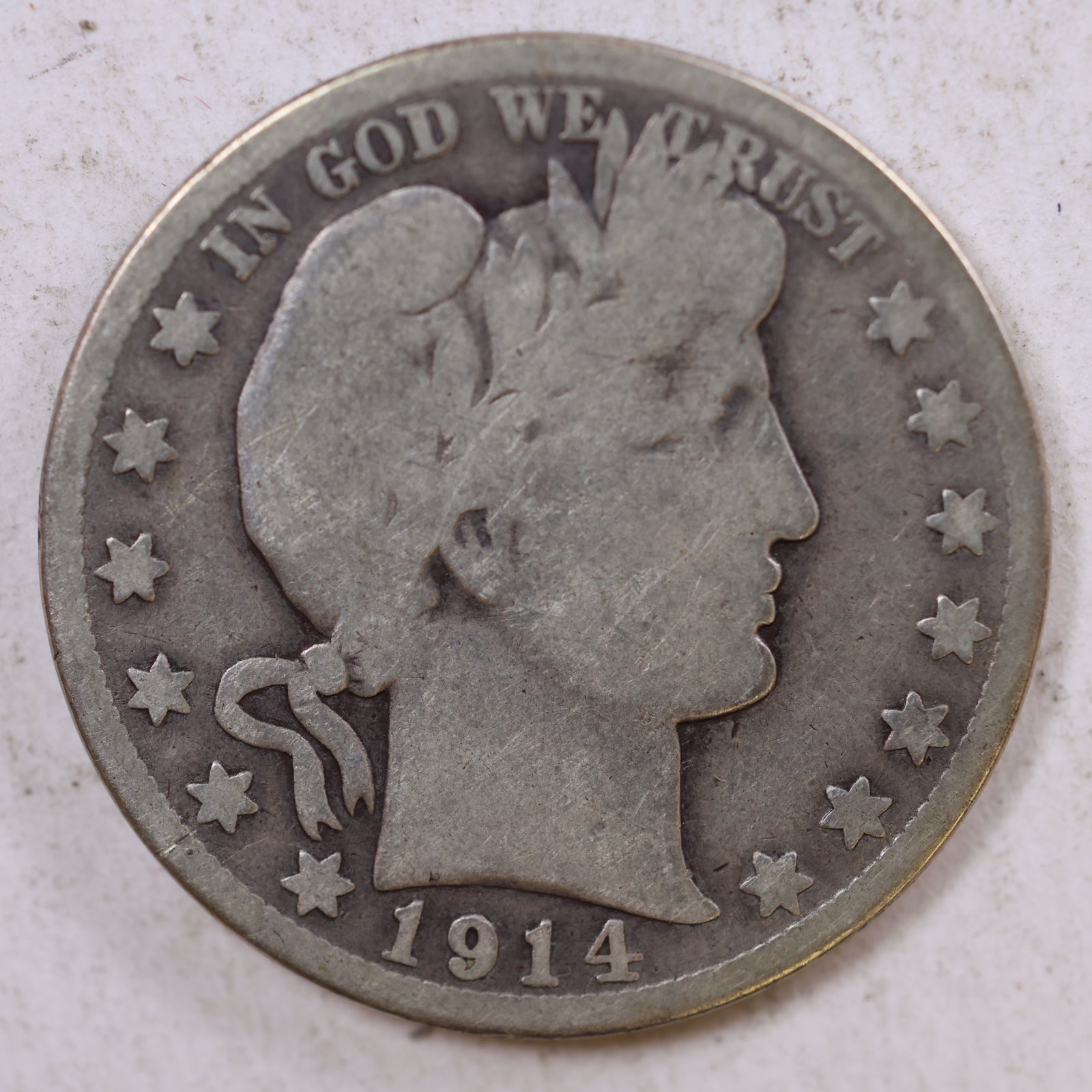 1914-S Barber Silver Half Dollar, Good Circulated Coin, Store #HR0830