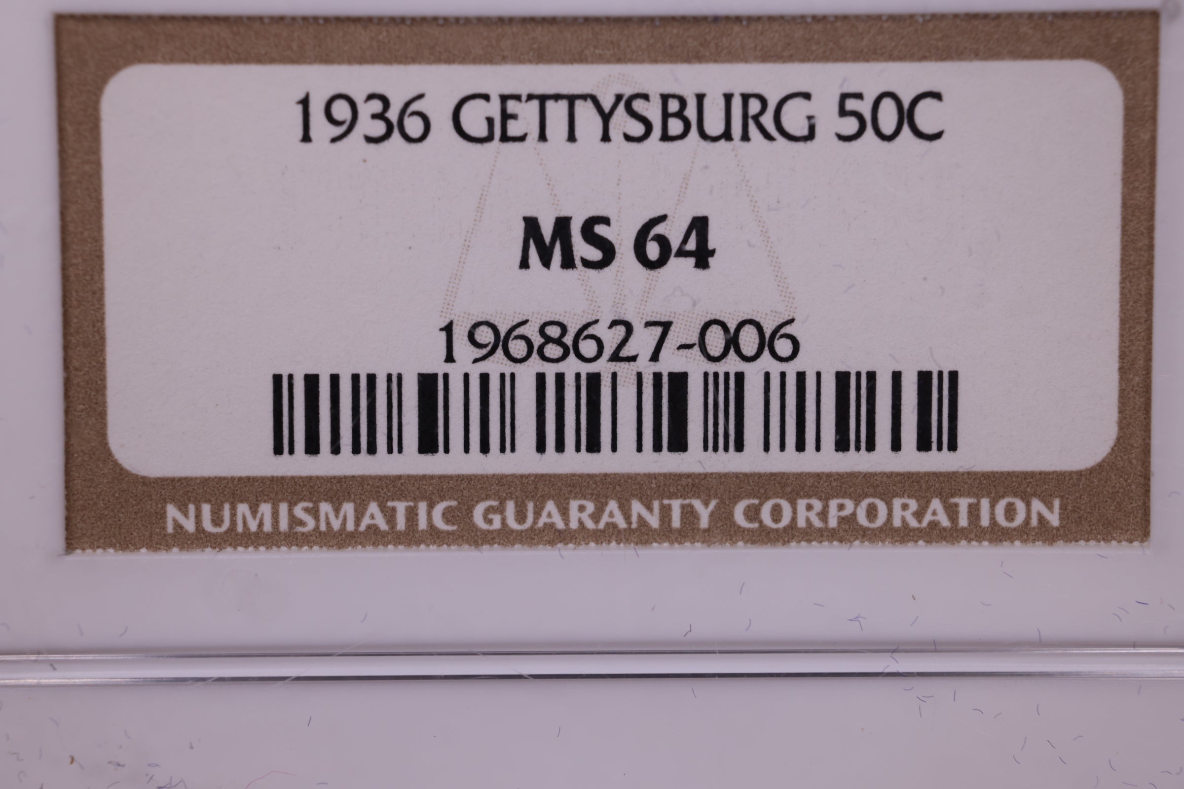 1936 Gettysburg Commemorative Half Dollar. NGC MS64., Store #GEC0022