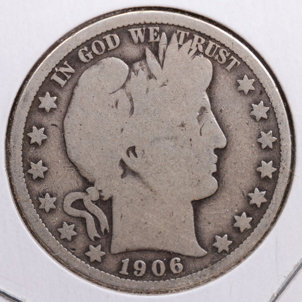 1906 Barber Half Dollar, Good Circulated Coin, Store #HR0647