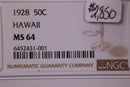 1928 Hawaii Commemorative Half Dollar. NGC MS64.,