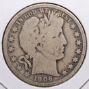 1906 Barber Half Dollar, Good+ Circulated Coin, Store