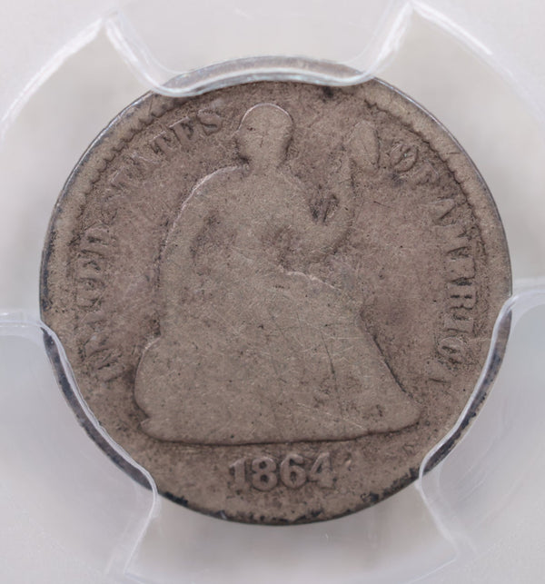 1864 Seated Liberty Half Dime, PCGS G-04, Civil War Year., STORE #HE0011.