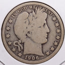 1906-D Barber Half Dollar, Good+ Circulated Coin, Store