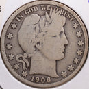1906-D Barber Half Dollar, Very Good Circulated Coin, Store