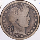 1906-O Barber Half Dollar, Good+ Circulated Coin, Store