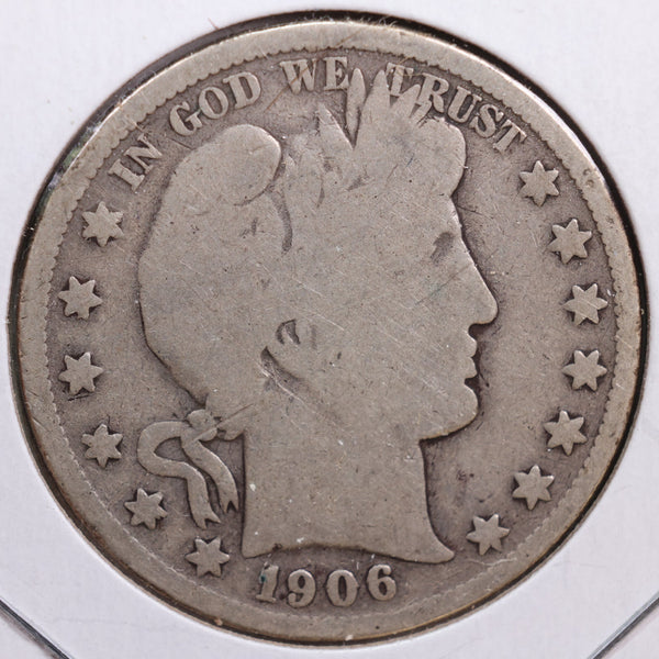 1906-O Barber Half Dollar, Good Circulated Coin, Store #HR0638