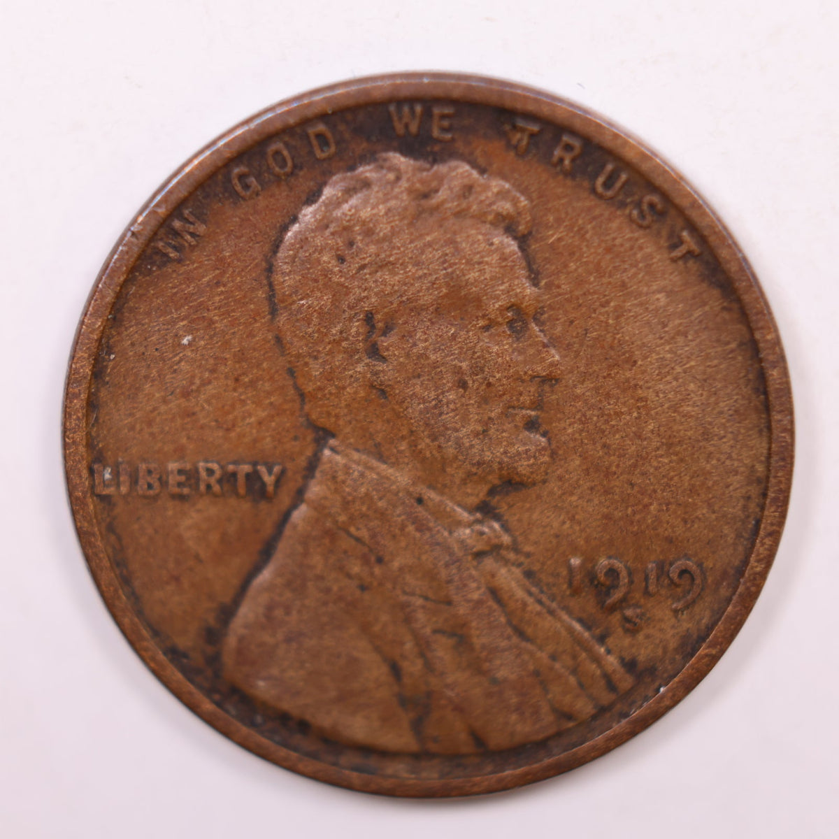 1919-S Lincoln Wheat Cent, Fine Circulated Coin., Store #CT1872