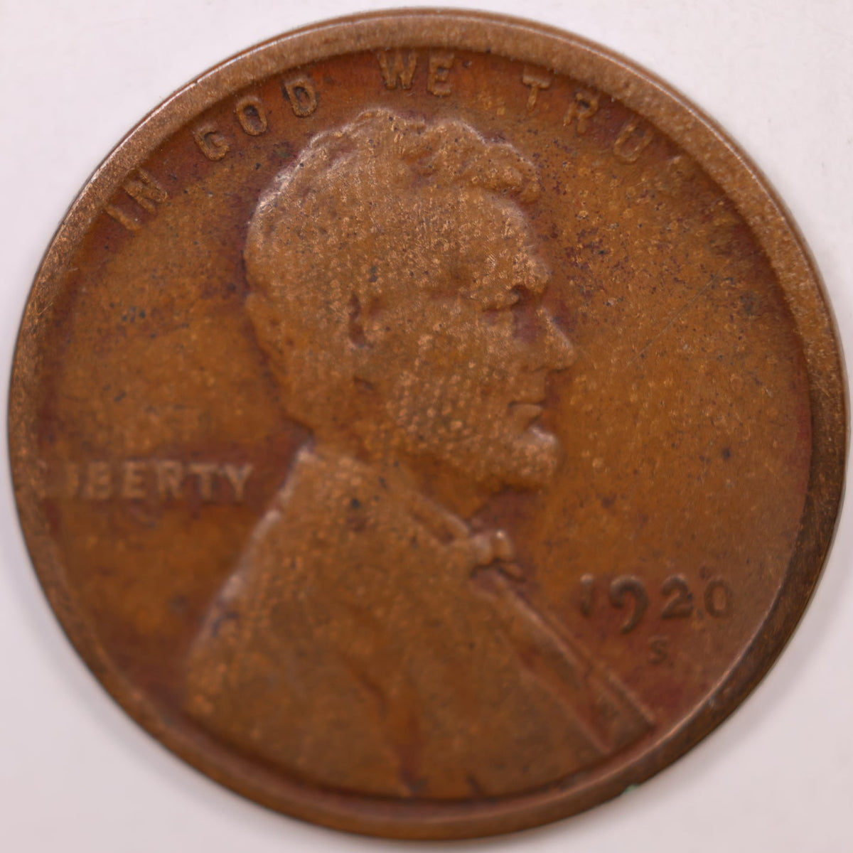 1920-S Lincoln Wheat Cent, Very Good Circulated Coin., Store #CT1875