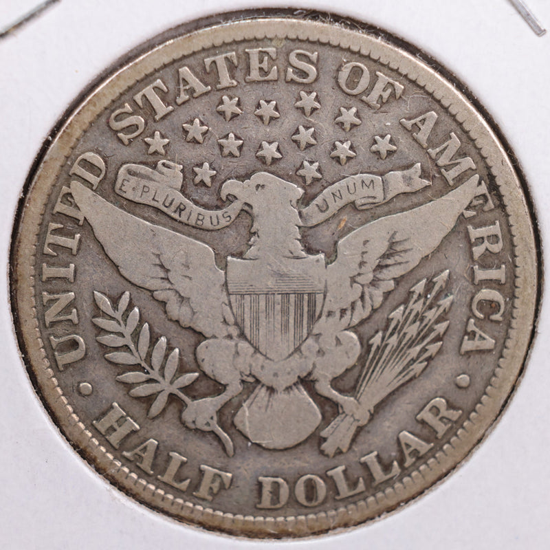 1907 Barber Half Dollar, Very Good+ Circulated Coin, Store