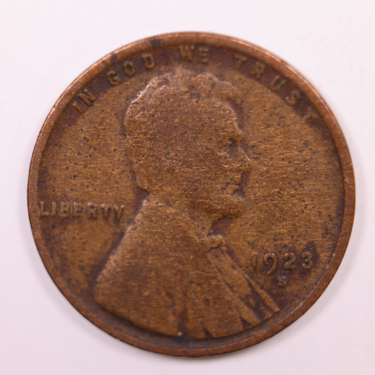 1923-S Lincoln Wheat Cent, About Good Circulated Coin., Store #CT1880
