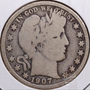 1907-D Barber Half Dollar, Good+ Circulated Coin, Store