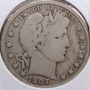 1907-D Barber Half Dollar, Very Good Circulated Coin, Store