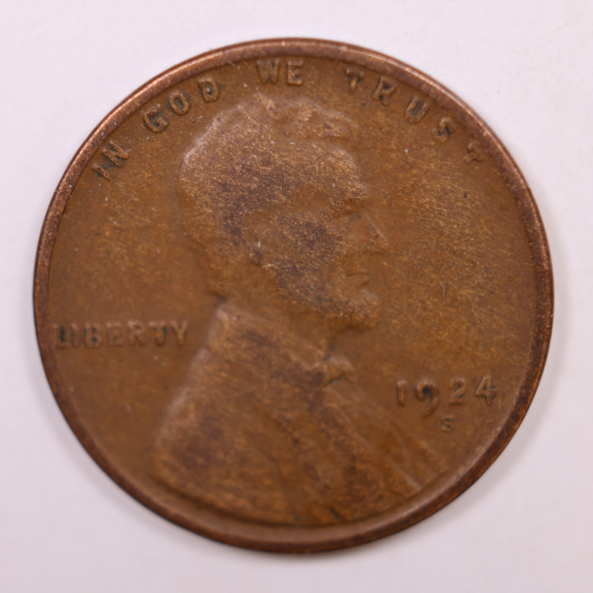 1924-S Lincoln Wheat Cent, Good Circulated Coin., Store #CT1883
