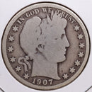 1907-O Barber Half Dollar, Good Circulated Coin, Store