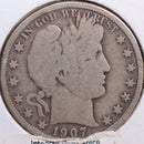 1907-O Barber Half Dollar, Good+ Circulated Coin, Store