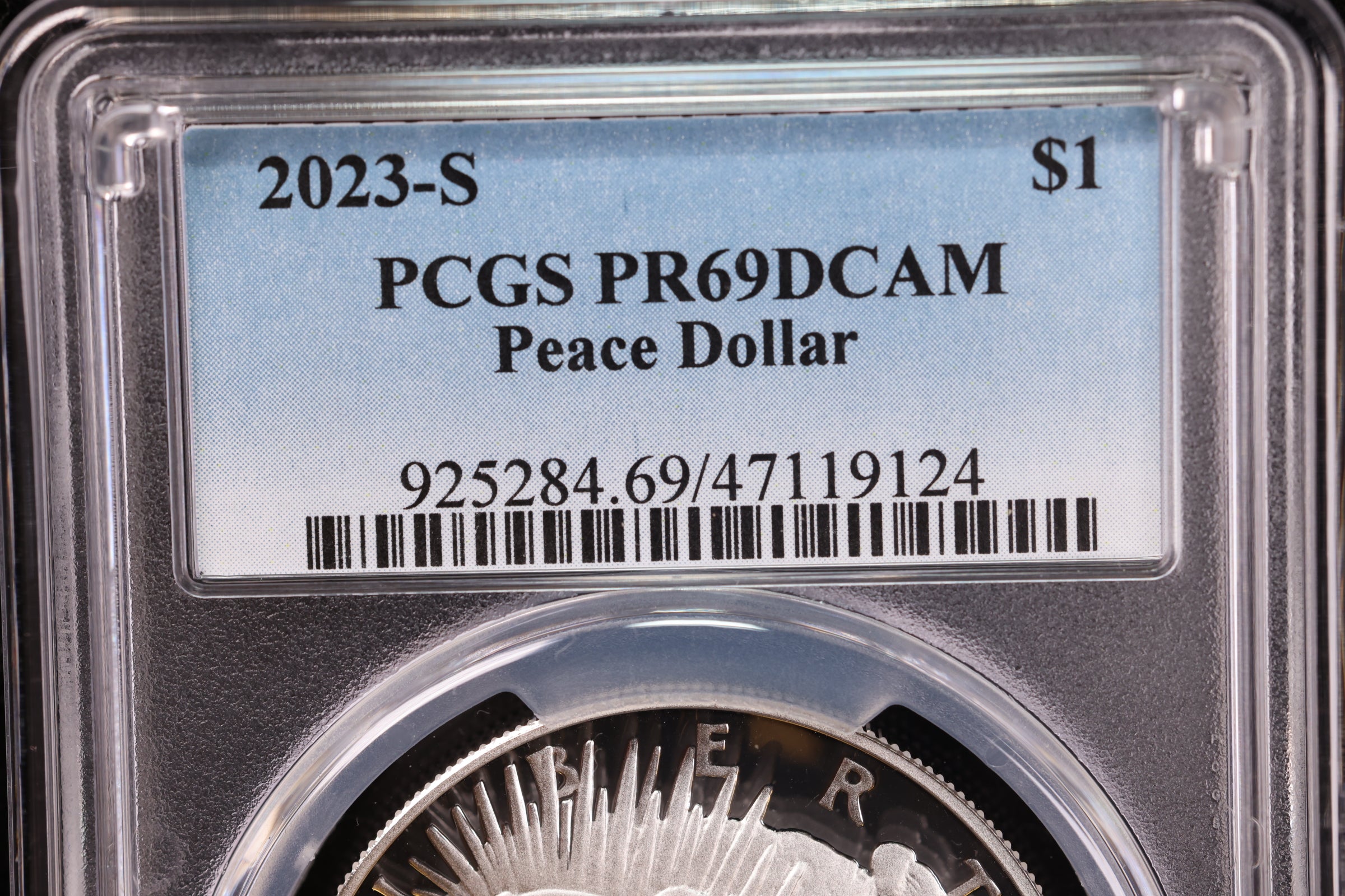 2023-S Peace Silver Dollar Commem Proof, PCGS PR69DCAM, Store #GMC240