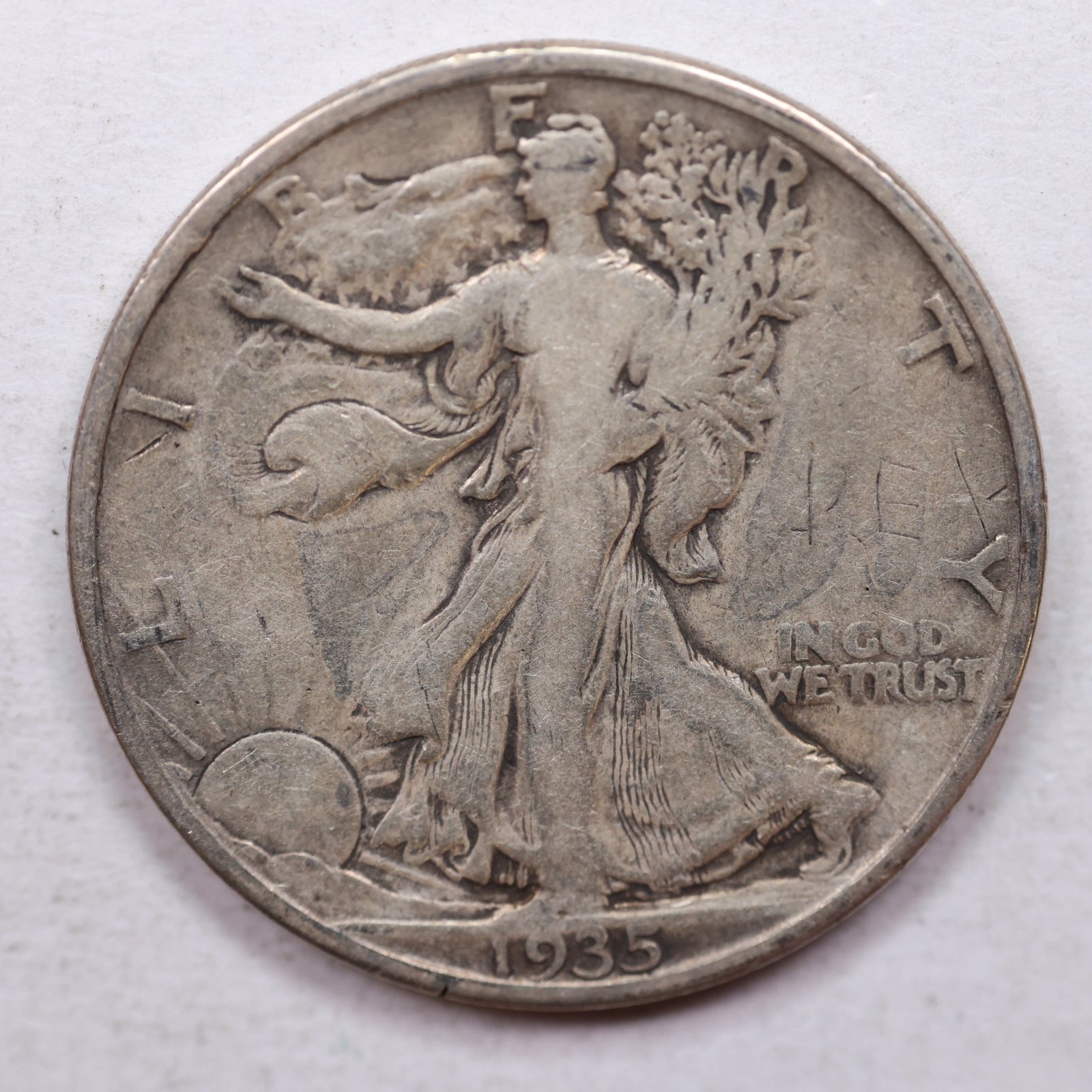 1935-D Walking Liberty Half Dollar, Very Good Circulated Coin, Store #HR0983