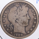 1908-D Barber Half Dollar, Very Good Circulated Coin, Store