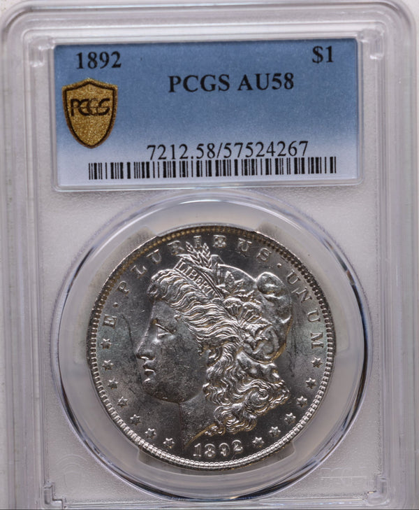 1892 $1, Morgan Silver Dollar, PCGS Certified AU-58, Store Sale #GDR0284.