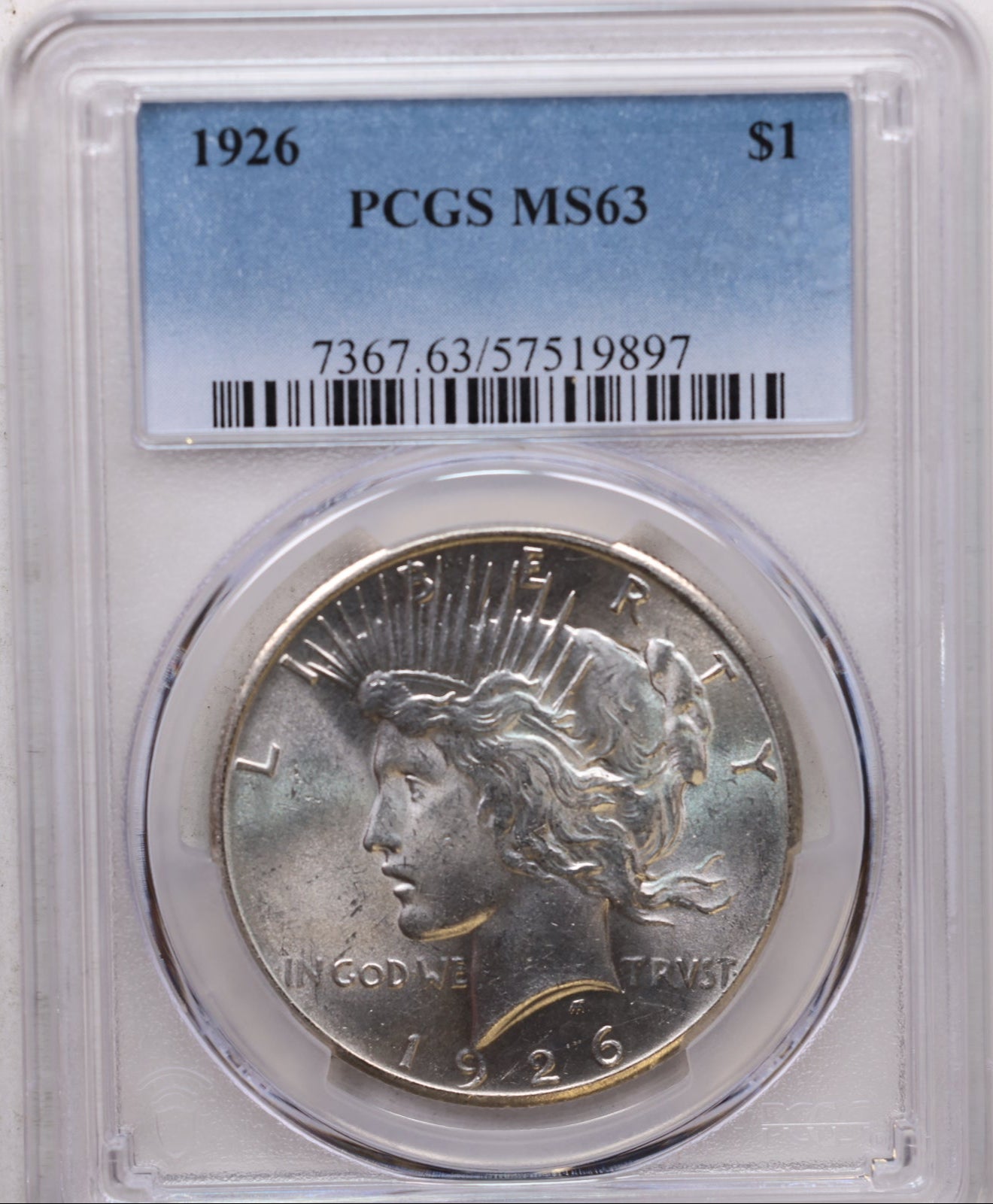 1926 $1, Peace Silver Dollar, PCGS Certified MS-63, Store Sale #GDR0286.