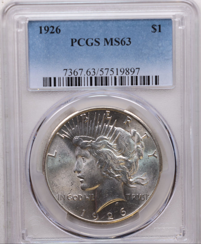 1926 $1, Peace Silver Dollar, PCGS Certified MS-63, Store Sale