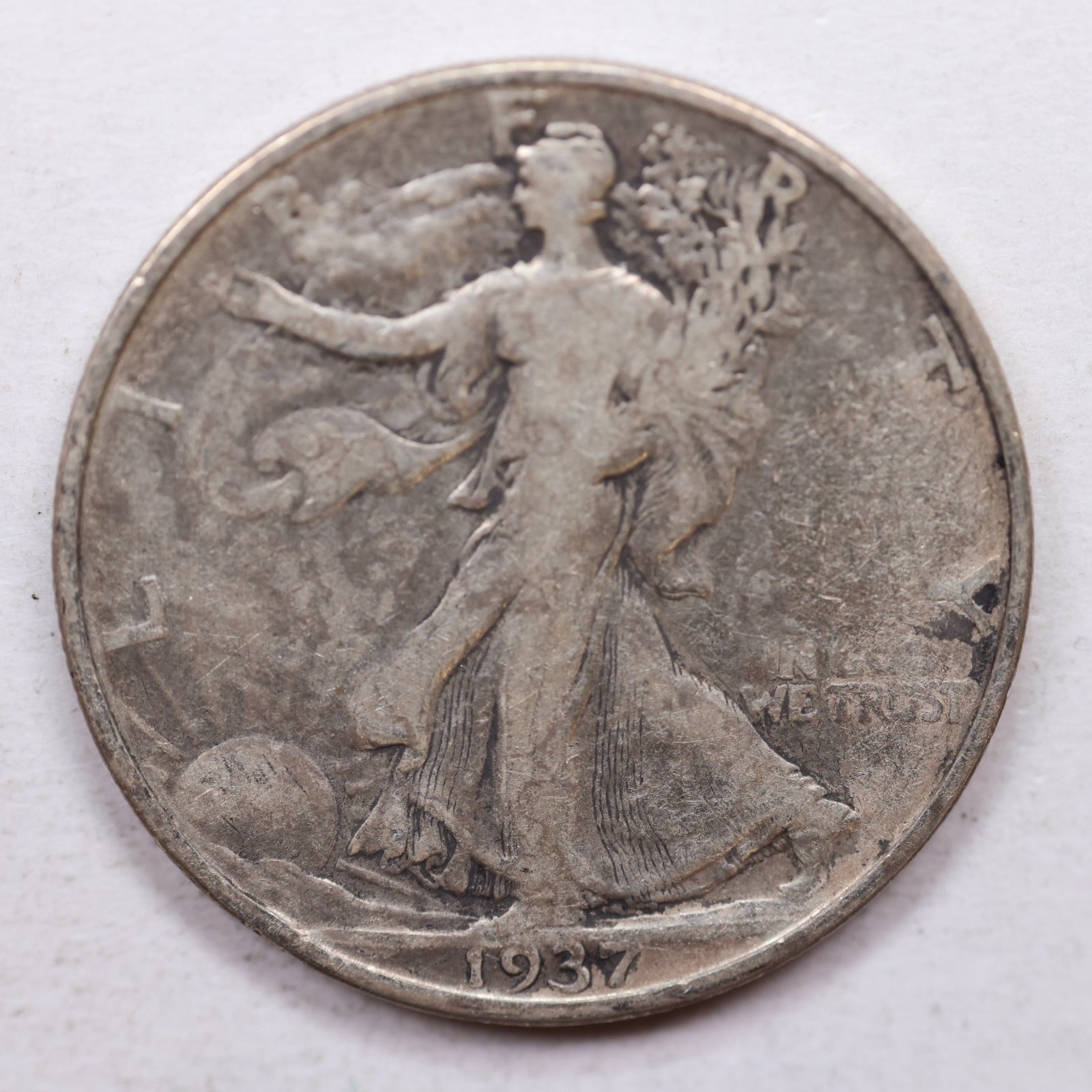 1937-D Walking Liberty Half Dollar, Very Good+ Circulated Coin, Store #HR0001