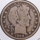 1908-O Barber Half Dollar, Good Circulated Coin, Store