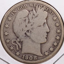 1908-S Barber Half Dollar, Good Circulated Coin, Store