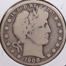 1908-S Barber Half Dollar, Good Circulated Coin, Store
