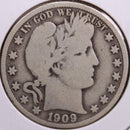 1909 Barber Half Dollar, Good Circulated Coin, Store