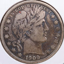 1909 Barber Half Dollar, Very Fine Circulated Coin, Store