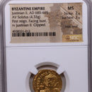 AD 685-695, Byzantine Empire, Justin II, Ancient Coin, NGC Ch MS, Store